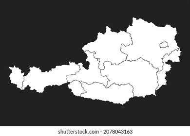 Austria map White Color on black Background