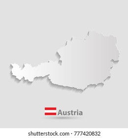 Austria map white paper 3D. illustration vector.