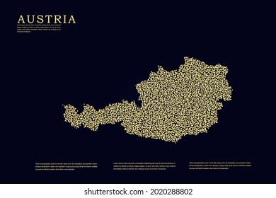 Austria Map - World Map International vector template with Gold grid on dark background for banner, website, infographic, education - Vector illustration eps 10