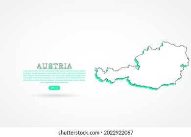 Austria Map - World Map International vector template with green and outline graphic sketch style isolated on white background - Vector illustration eps 10