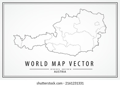 Austria Map - World Map International vector template with High detailed thin black line and outline graphic sketch style isolated on white background - Vector illustration eps 10