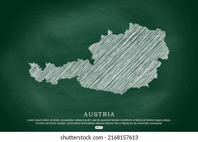 Austria Map - World Map International vector template with white outline graphic sketch and old school style  isolated on Green Chalkboard background - Vector illustration eps 10