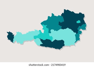 Austria Map - World Map International vector template with High detailed including blue and green outline color isolated on white background - Vector illustration eps 10