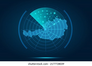 Austria Map - Weltkarte Internationale Vektorvorlage mit futuristischem Circle Radar Stil HUD, GUI, UI-Schnittstelle einzeln auf blauem Hintergrund für Design, Infografik - Vektorgrafik eps10