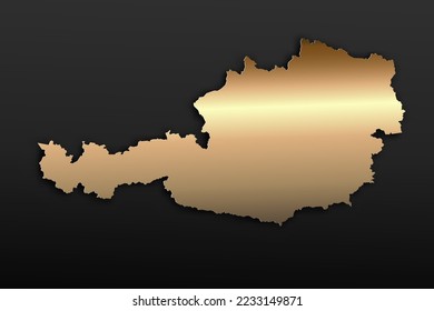 Austria Map - World map International vector template with 3D, gold luxury style including shadow on black background for design, education, website, infographic - Vector illustration eps 10