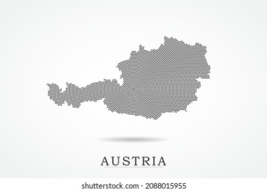 Austria Map - World map vector template with Black dots, grid, grunge, halftone style isolated on white background for education, infographic, design - Vector illustration eps 10