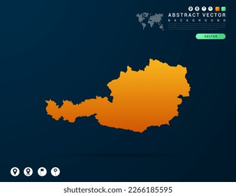 Austria map of Yellow and orange gradient on dark background vector.