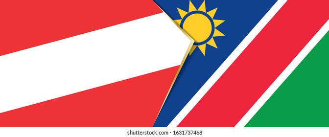 Austria and Namibia flags, two vector flags symbol of relationship or confrontation.