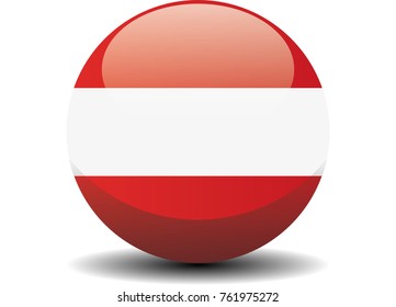 Austria national circle button flag background texture. Vector illustration.