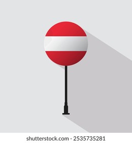 Austria National Circle Sign Flag Vector Illustration