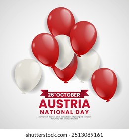 Austria National Day Background with balloons illustration design, October 26. Suitable for greeting card, poster and banner.