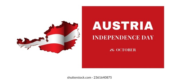 Banner del Día Nacional de Austria para el aniversario del Día de la Independencia. Bandera de Austria y diseño abstracto geométrico moderno retro. Concepto rojo y blanco.