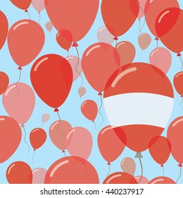 Austria National Day Flat Seamless Pattern. Flying Celebration Balloons in Colors of Austrian Flag. Austria Patriotic Background with Celebration Balloons.