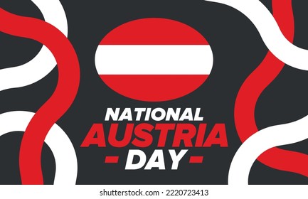 Austria National Day. National happy holiday, celebrated annual in October 26. Austria flag. Patriotic elements. Poster, card, banner and background. Vector illustration