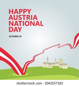 Austria national day vector illustration with local buildings. European country public holiday.