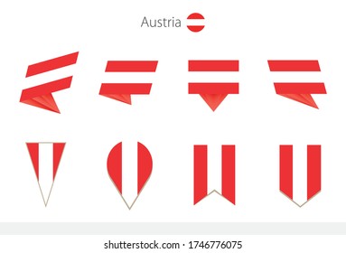 Austria national flag collection, eight versions of Austria vector flags. Vector illustration.
