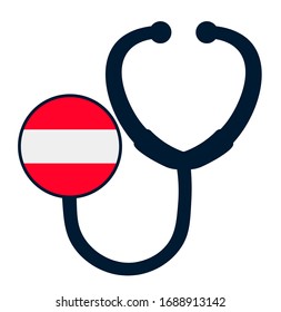 Austria National flag on stethoscope. specialist doctors in Country. Charity Help concept. The concept a help for Austria. The concept of big problems because of the coronavirus pandemic in Austria.