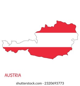 Austria National Flag Shaped as Country Map