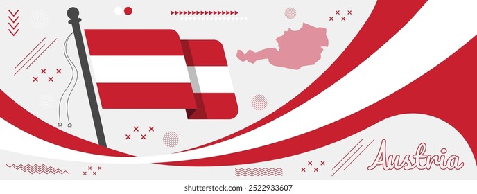 Austria national or independence day banner, Austria map and flag.