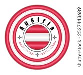 Austria National Pride Badge Vector Art. Circular Emblem with Austria Flag Colors Red and White. Symbolizing Austrian National Identity. Editable Vector EPS Available