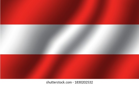 ilustración vectorial de bandera ondulada nacional de austria. modo de cierre de tela textil