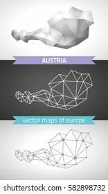 Austria ollection of vector design modern maps, gray and black and silver dot outline mosaic 3d map