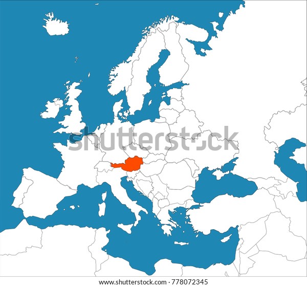 Austria On Europe Map Stock Vector Royalty Free 778072345
