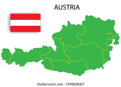 Austria outline flag. Chart concept. Silhouette map. National flag graphic design. Vector illustration. Stock image.
