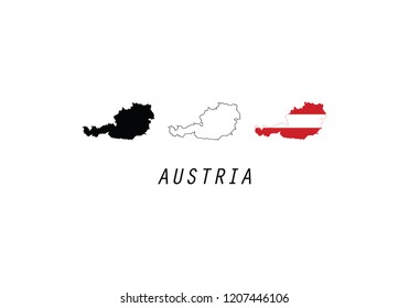 Austria outline map country shape state borders 