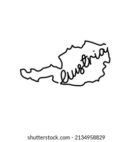 Austria outline map with the handwritten country name. Continuous line drawing of patriotic home sign. A love for a small homeland. T-shirt print idea. Vector illustration.