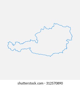 Austria outline map, stroke. Line style. Vector EPS8