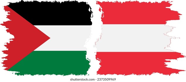 Conexión de banderas de grifo de Austria y Palestina, vector