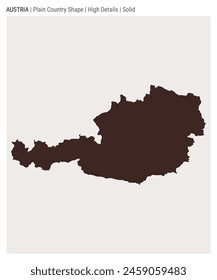 Austria plain country map. High Details. Solid style. Shape of Austria. Vector illustration.