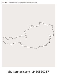 Austria plain country map. High Details. Outline style. Shape of Austria. Vector illustration.