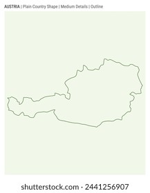 Austria plain country map. Medium Details. Outline style. Shape of Austria. Vector illustration.