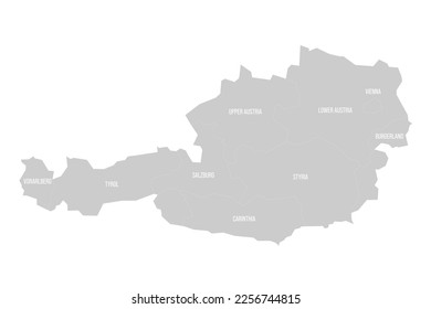 Austria political map of administrative divisions