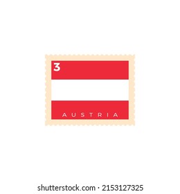 Austria postage stamp. Austria National Flag Postage Stamp. Stamp with official country flag pattern and countries name vector illustration