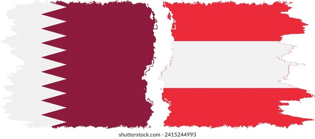 Austria and Qatar grunge flags connection, vector
