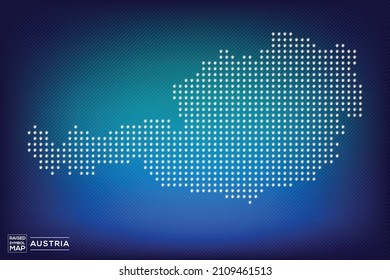 Österreich, das die Hand auf die Symbolkarte hebt, mit gestrichenem Stil auf blauem Hintergrund. Vektorgrafik