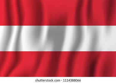 Austria realistic waving flag vector illustration. National country background symbol. Independence day.