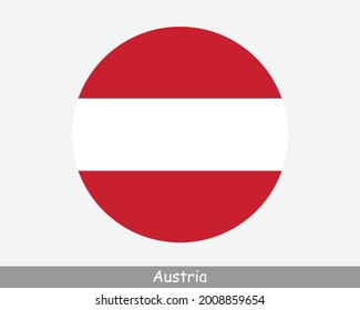 Austria Round Circle Flag. Austrian Circular Button Banner Icon. EPS Vector