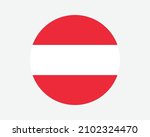 Austria Round Country Flag. Circular Austrian National Flag. Republic of Austria Circle Shape Button Banner. EPS Vector Illustration.
