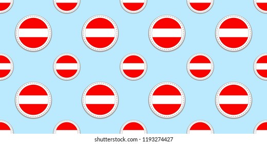 Austria round flag seamless pattern. Austrian background. Vector circle icons. Geometric symbols. Texture for sports pages, competition, games. travelling, school design elements. patriotic wallpaper