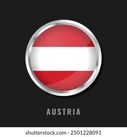 Bandera nacional con marco redondo de Austria. Bandera circular brillante de Austria.