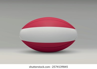 Austria rugby ball featuring the national flag design on a gray background