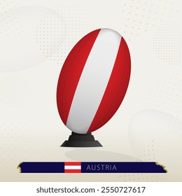 Austria Rugby Ball on Rugby Kicking Tees with Modern Design. Illustration perfect for sports, national pride, and rugby-related projects.