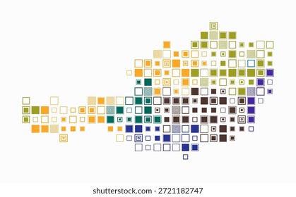 Austria, forma de la construcción del país de células de color. Mapa de estilo digital de la Austria sobre fondo blanco. Bloques cuadrados de tamaño Grande. Ilustración vectorial con clase.
