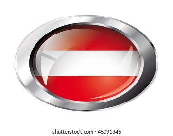 austria shiny button flag vector illustration. Isolated abstract object against white background.