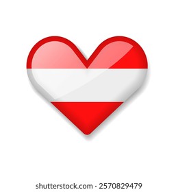 Austria - Shiny Flag in the Form of Heart. Vector Illustration.