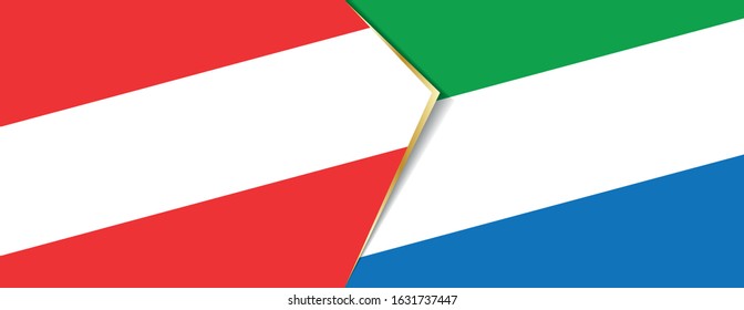 Austria and Sierra Leone flags, two vector flags symbol of relationship or confrontation.